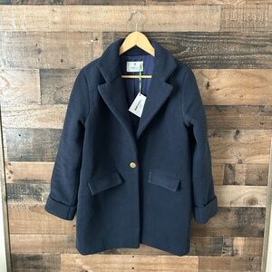 Dudley Stephens Bonnie Fleece Coat Navy Small NWT Structured Jacket